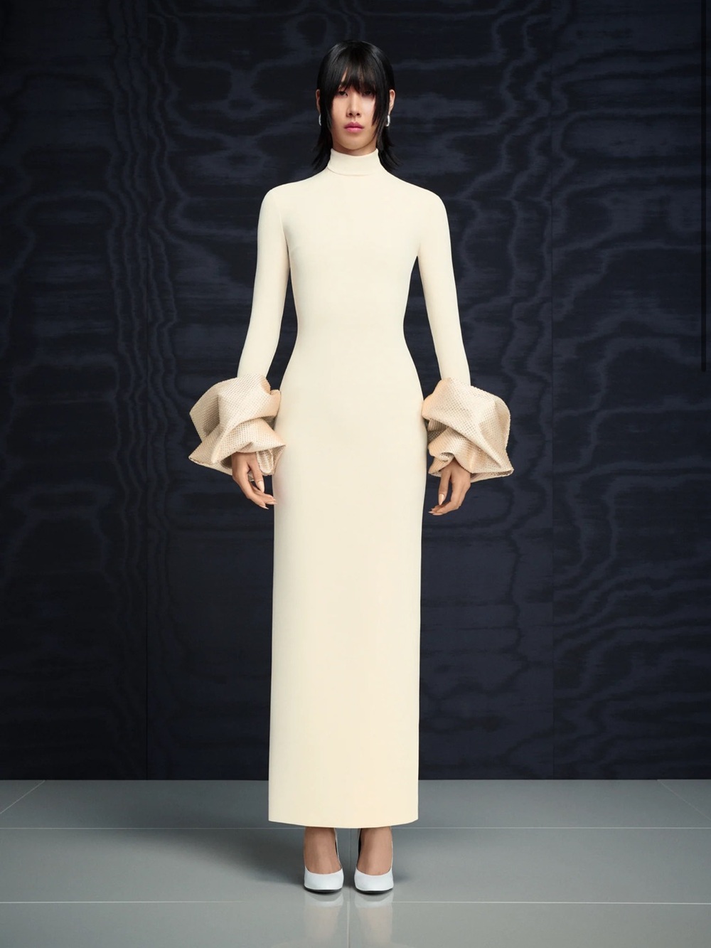 Solace London Cream Viviana Crystal Maxi Dress